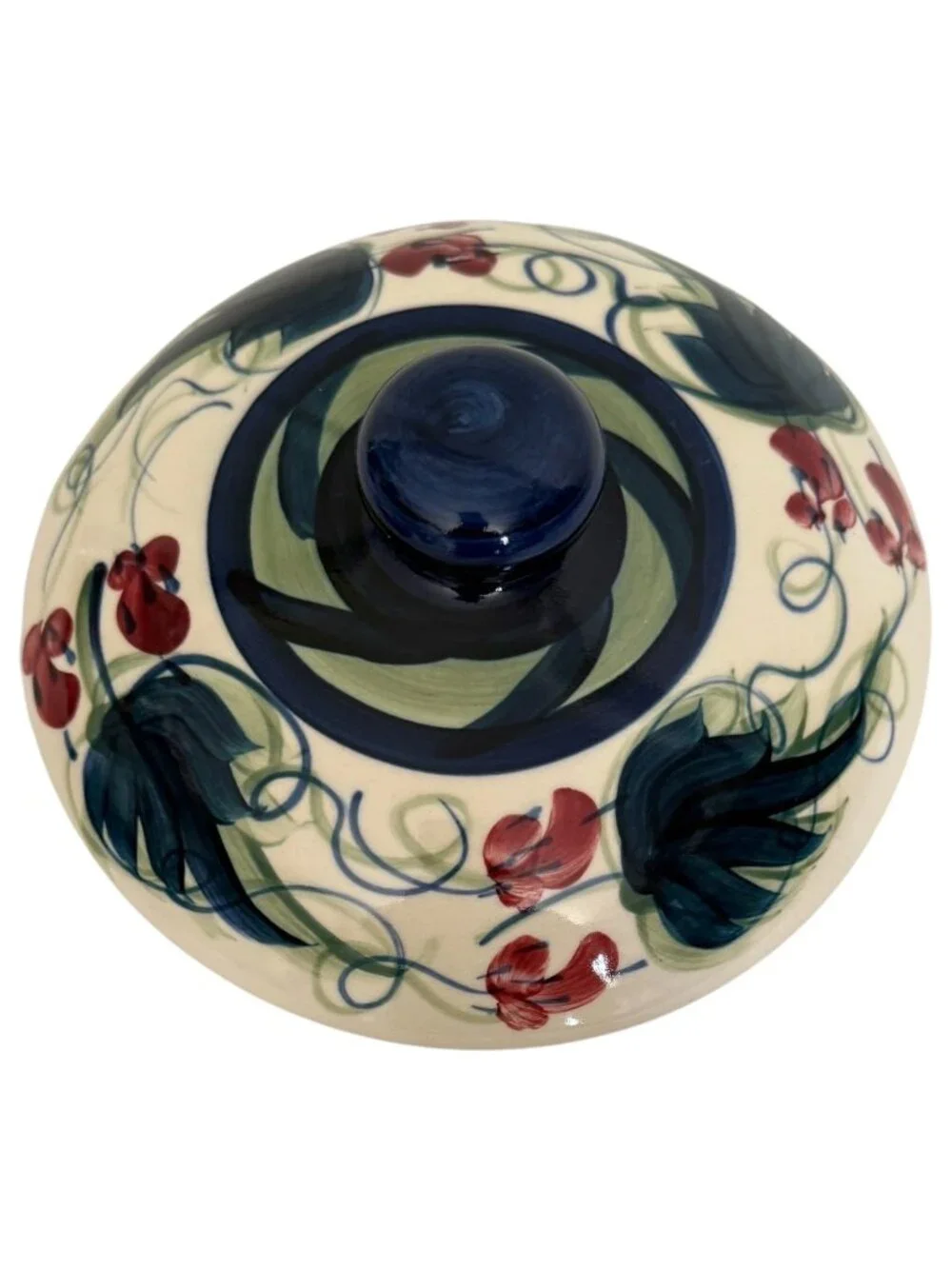1988 Gail Pittman Green Grapevine Casserole Dish With Lid Hand Painted Signed